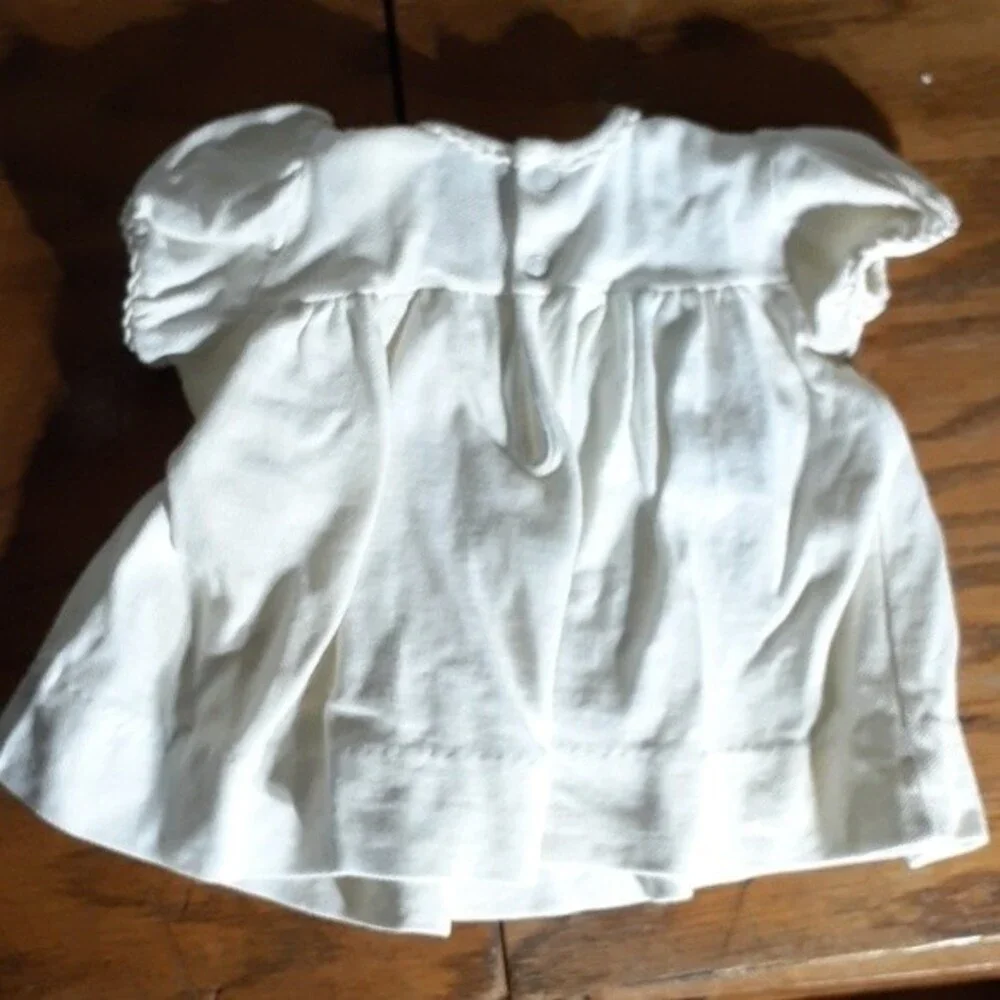 Carter's 6 mo white cotton dress embroidered flowers vintage baby infant girls